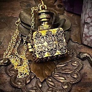 Vintage Antique Baroque Herbs Potion Magic Love Letters Keepsake Locket Necklace